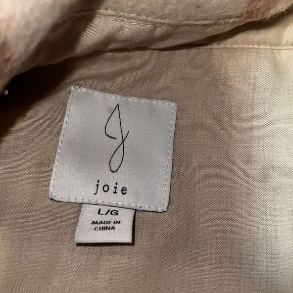 JOIE Neutral Tan and Brown Plaid Crop Shacket-L - Picture 7 of 8